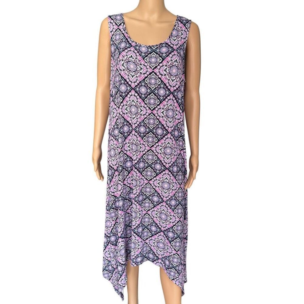 Lucky Brand Tank Dress stretchy asymmetrical hem line size 1X